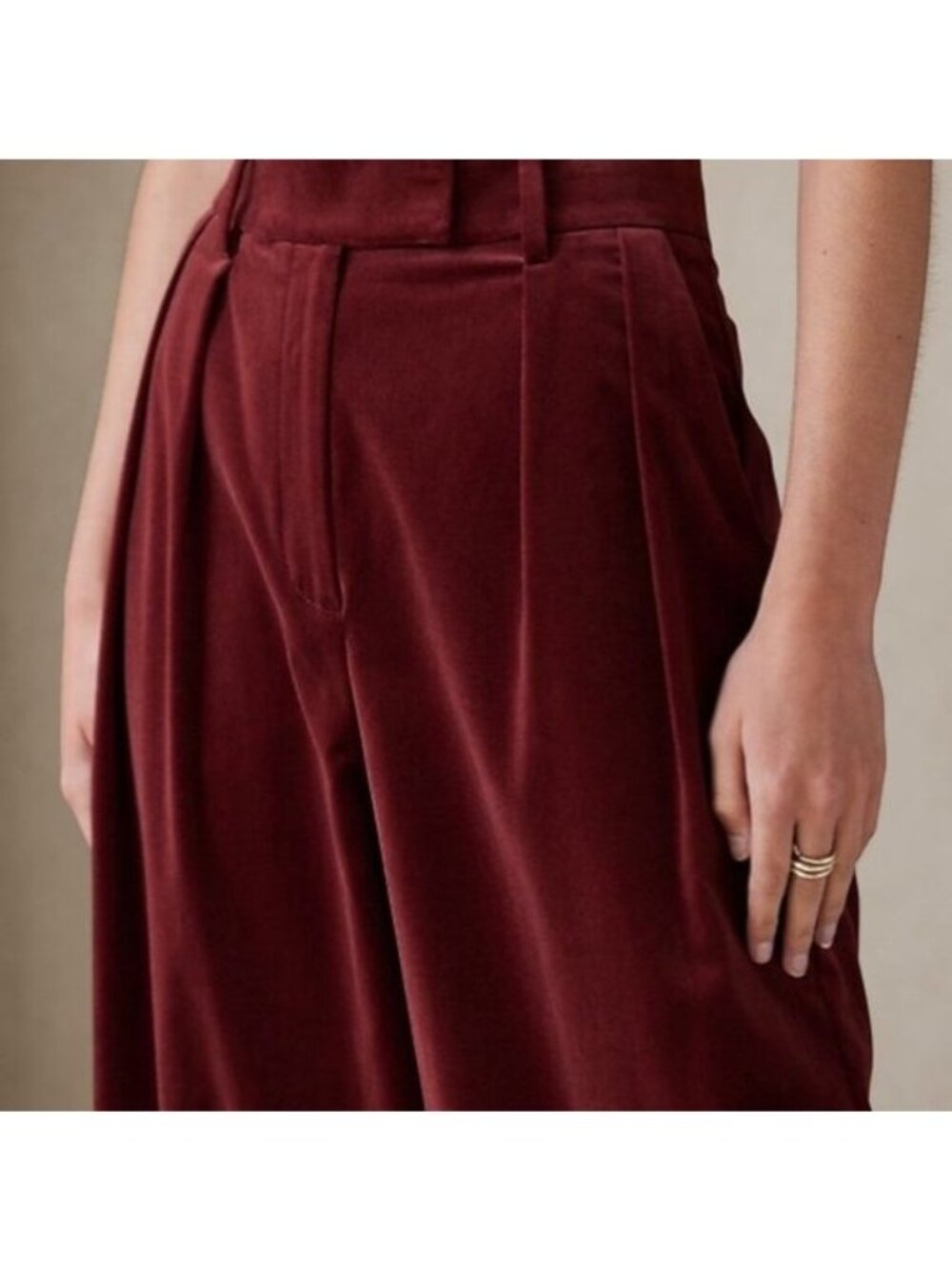 Banana Republic Veluro Relaxed High Waist Ultra Wide Velvet Pants Size 2 Short - Picture 16 of 16